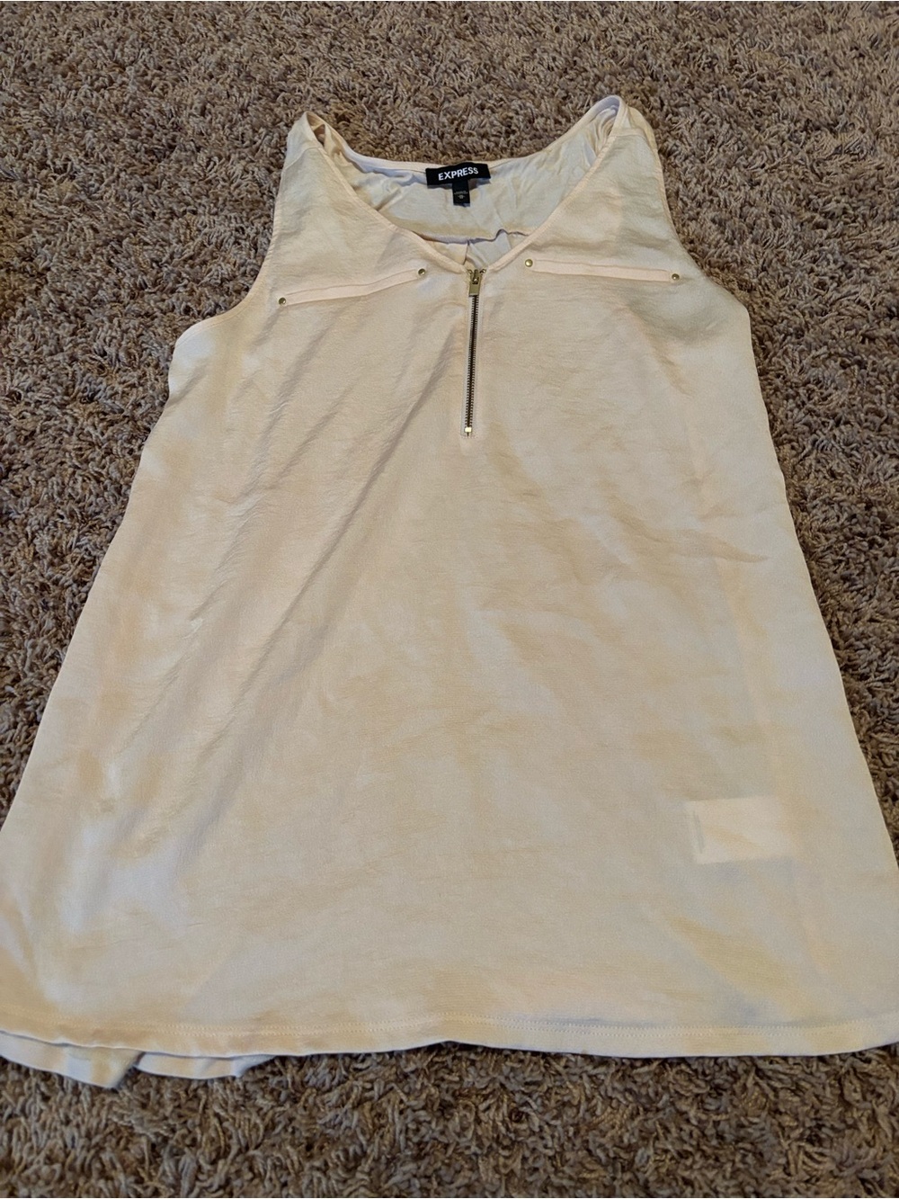Express Cream Sleeveless Zip-Front Tank Top